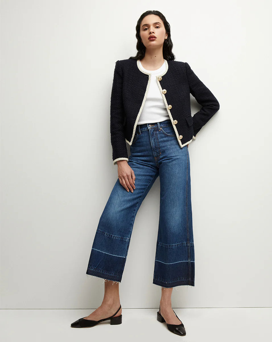VERONICA BEARD Mabel Collarless Tweed Jacket Drest by Scott Malouf