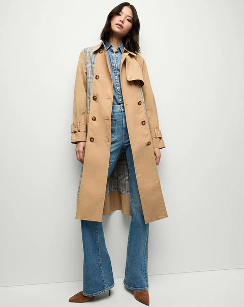 VERONICA BEARD Liam Patchwork Plaid Trench Coat