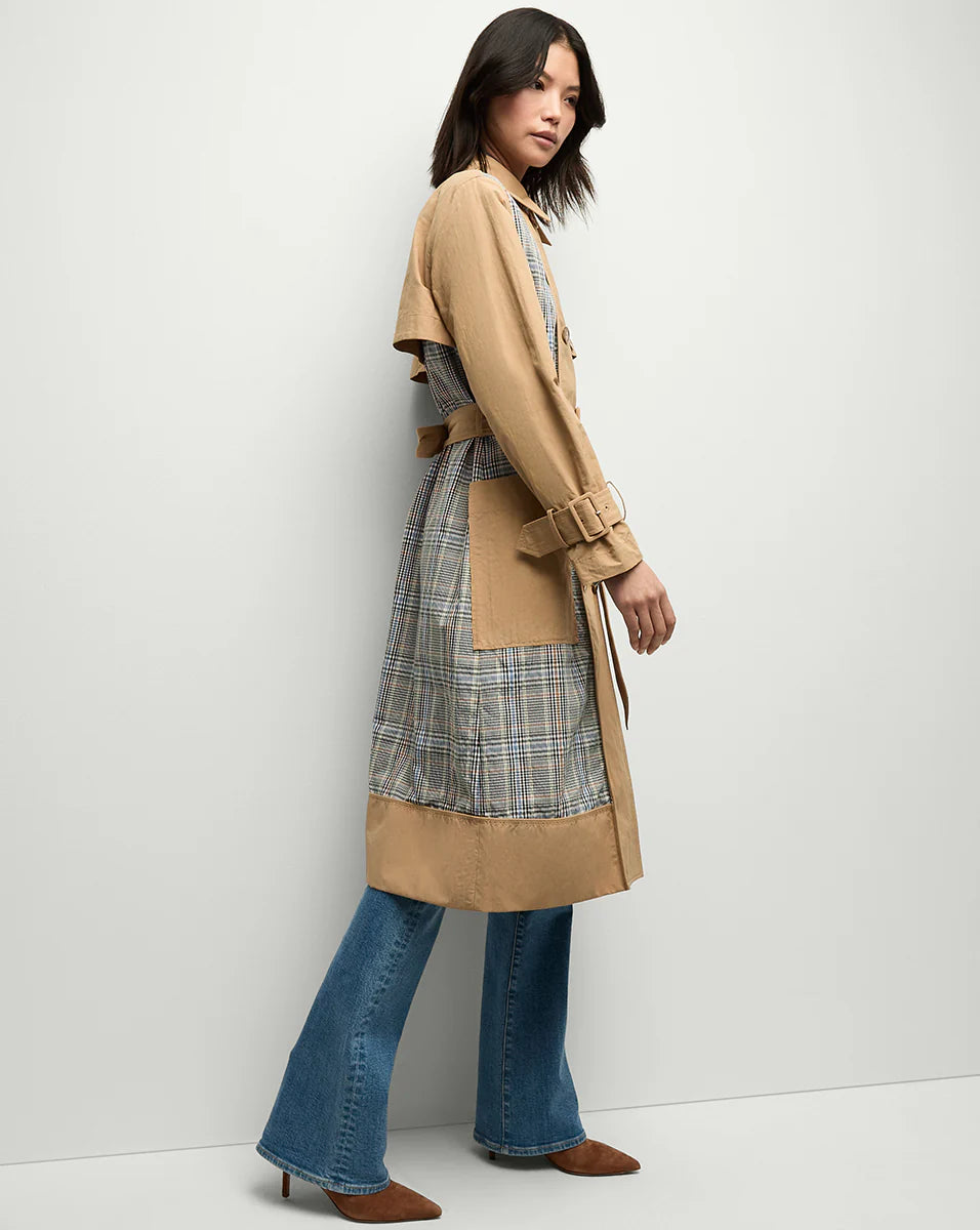 VERONICA BEARD Liam Patchwork Plaid Trench Coat