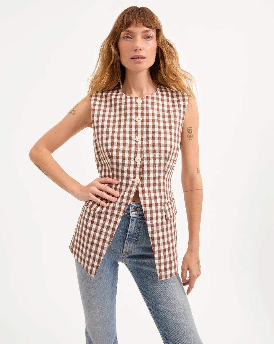 VERONICA BEARD Lois Gingham Seersucker Vest