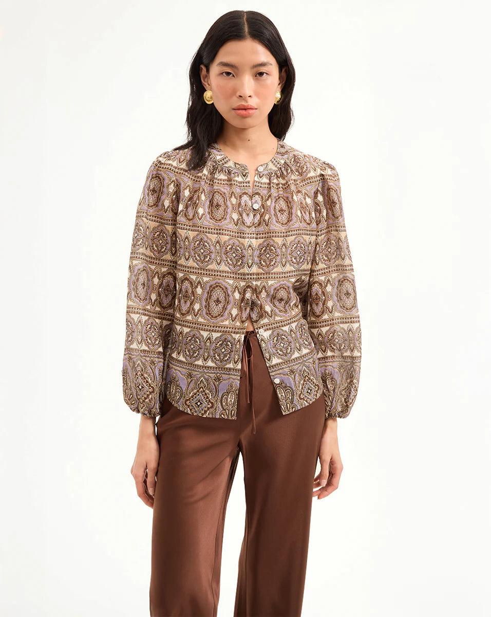 VERONICA BEARD Ashlynn Silk-Linen Top
