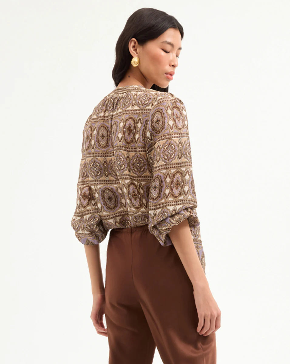VERONICA BEARD Ashlynn Silk-Linen Top