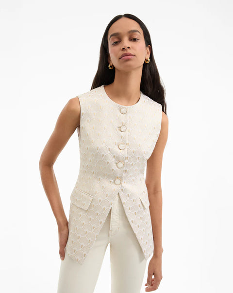 VERONICA BEARD Lois Gold Print Vest