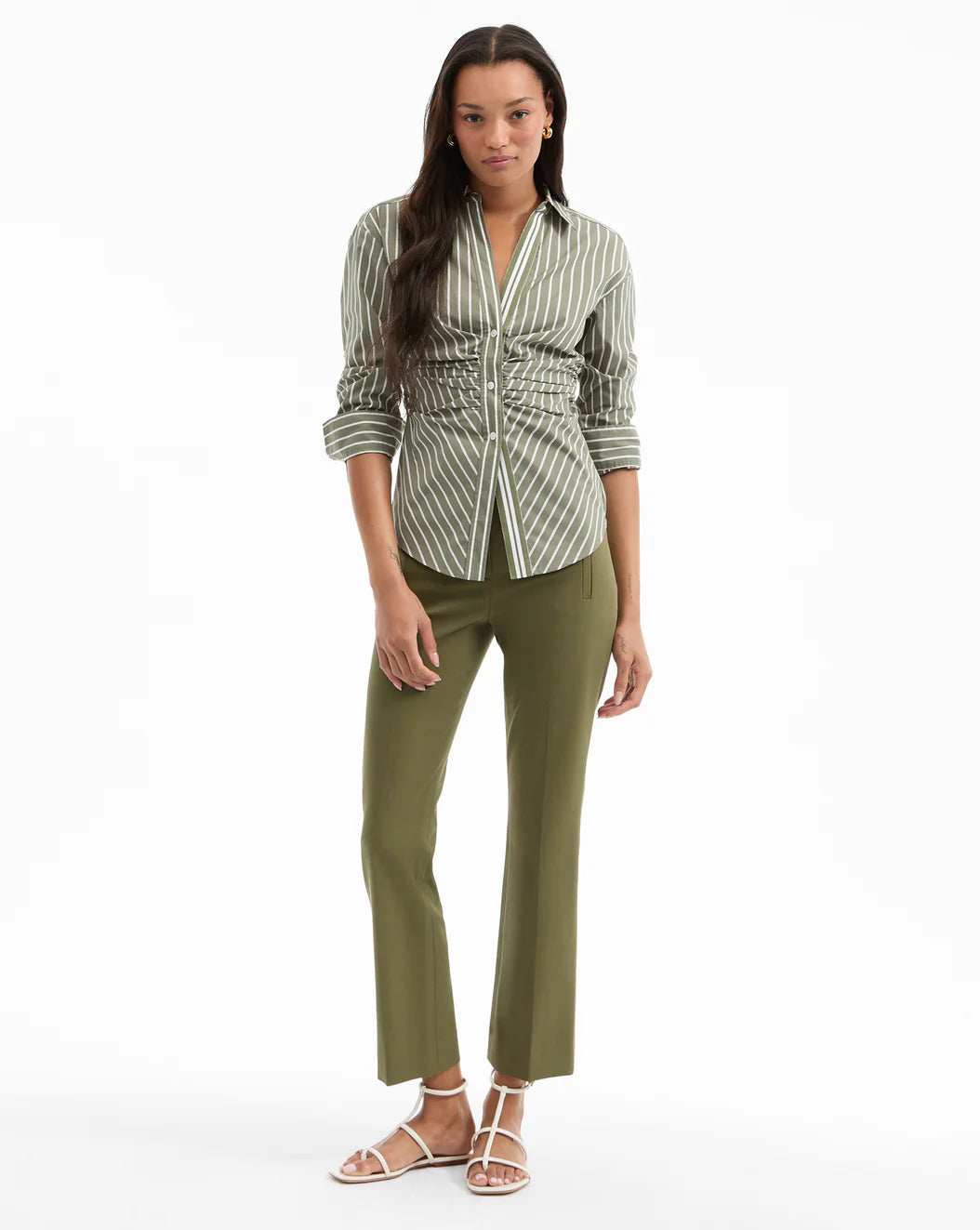 VERONICA BEARD Devra Ruched Button-Down Shirt