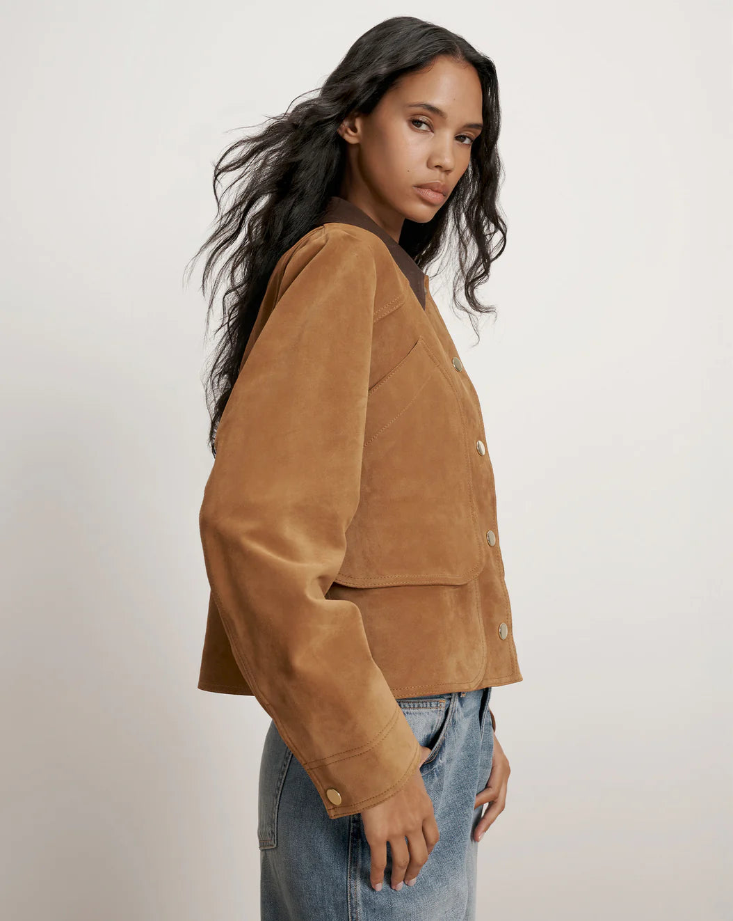 VERONICA BEARD Walters Suede Cropped Jacket