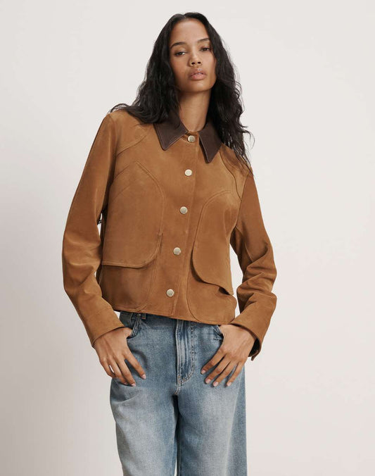 VERONICA BEARD Walters Suede Cropped Jacket