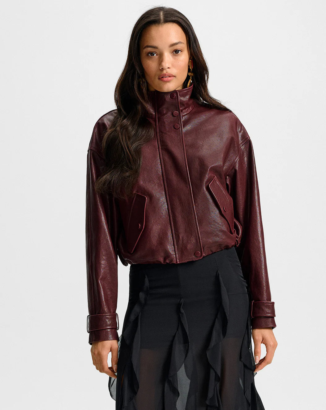 VERONICA BEARD Bateman Cropped Leather Jacket
