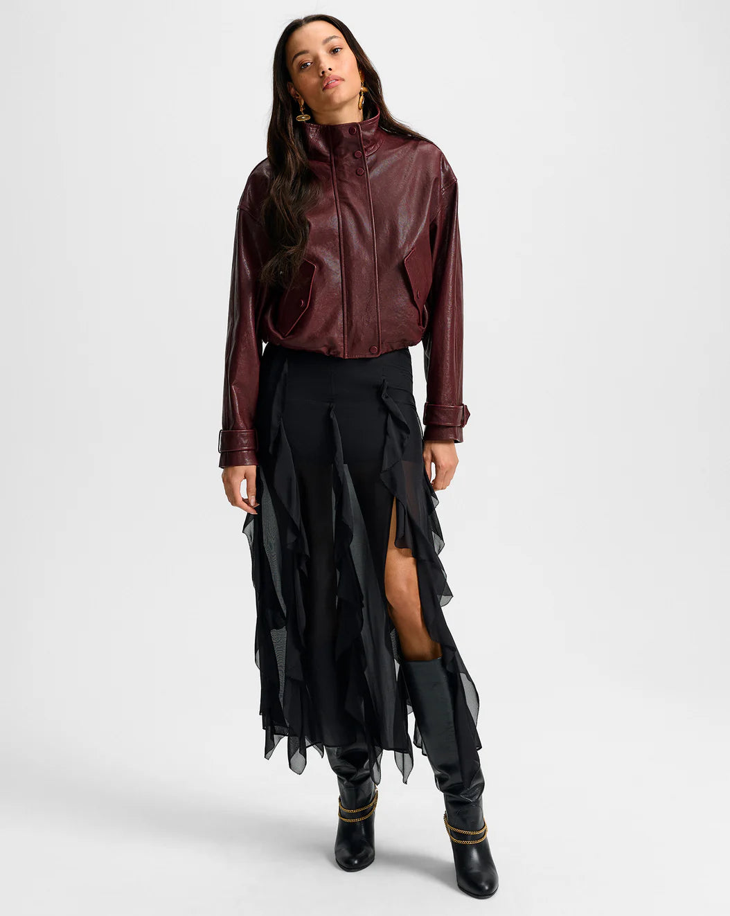 VERONICA BEARD Bateman Cropped Leather Jacket