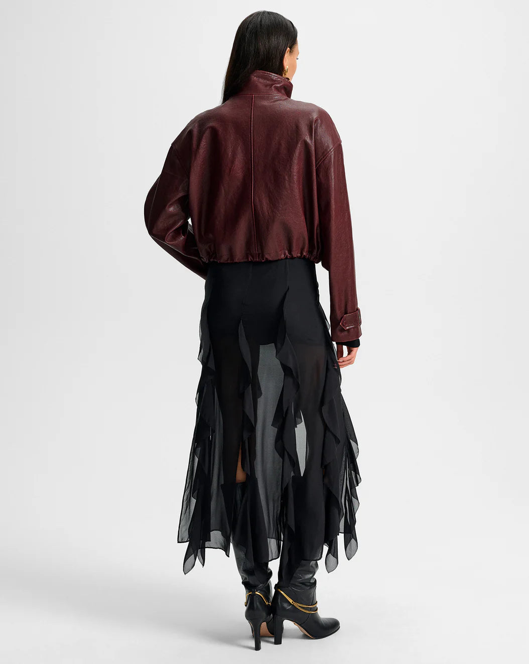 VERONICA BEARD Bateman Cropped Leather Jacket