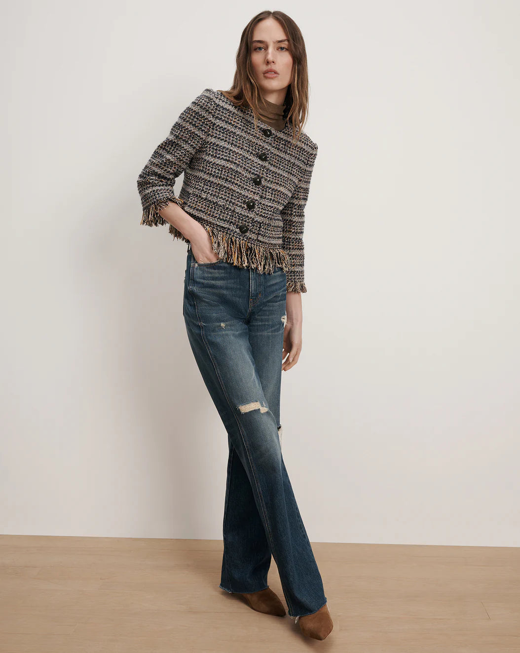 VERONICA BEARD Lyons Fringe Jacket