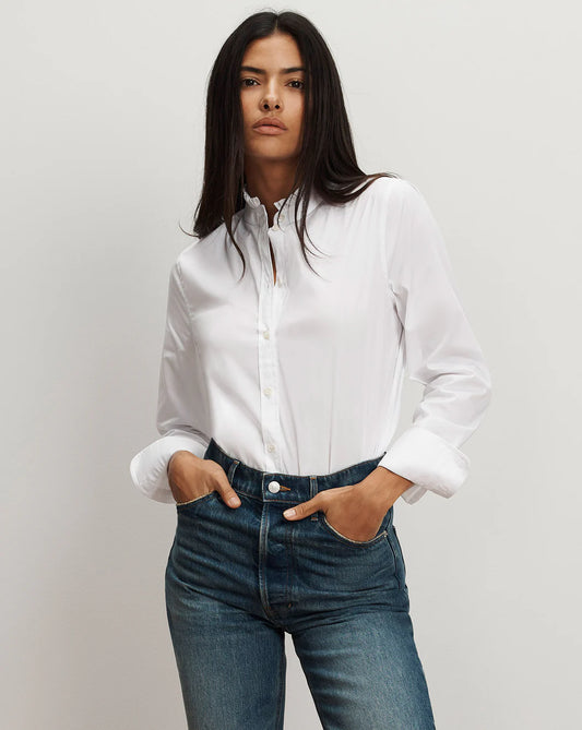 VERONICA BEARD Bays Ruffle-Collar Button-Down