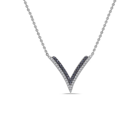 CHARLES KRYPELL Diam Double V Pendant Necklace