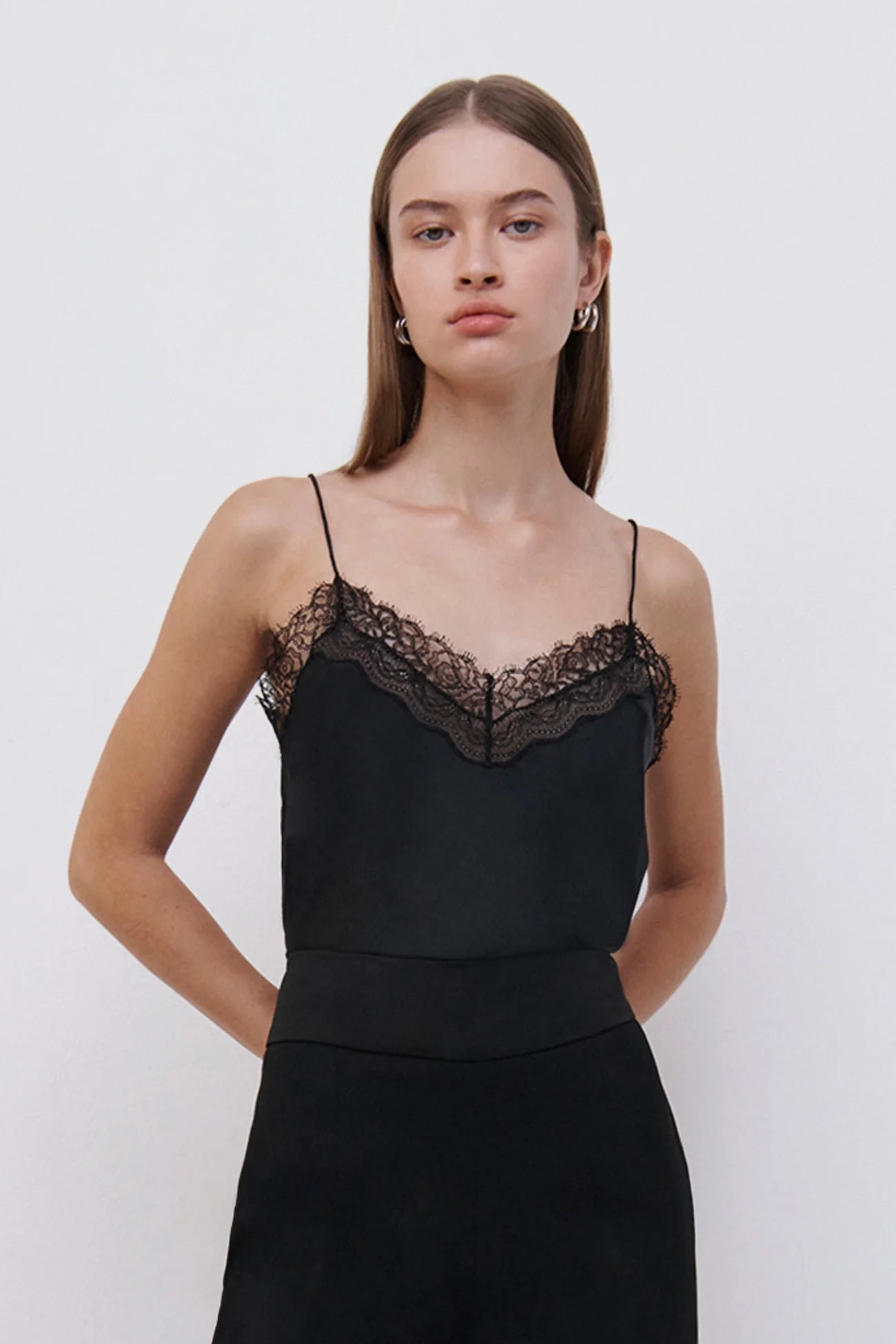 SIMKHAI Core Erika Lace Trimmed Silk Camisole