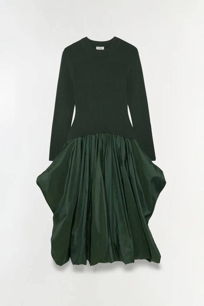 SIMKHAI Kenlie Taffeta Knit Midi Dress