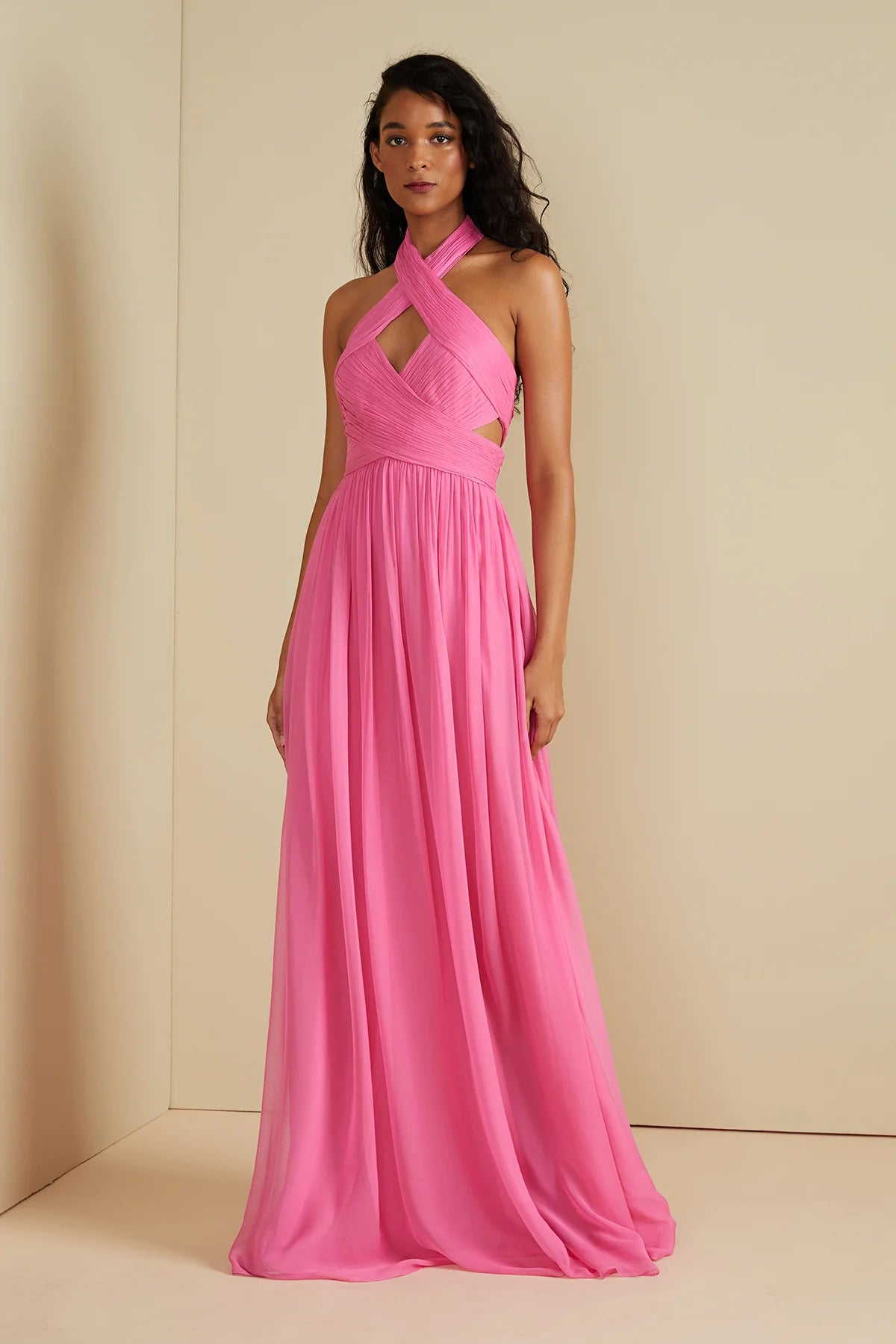 AMUR Paula Criss Cross Halter Gown – Drest by Scott Malouf