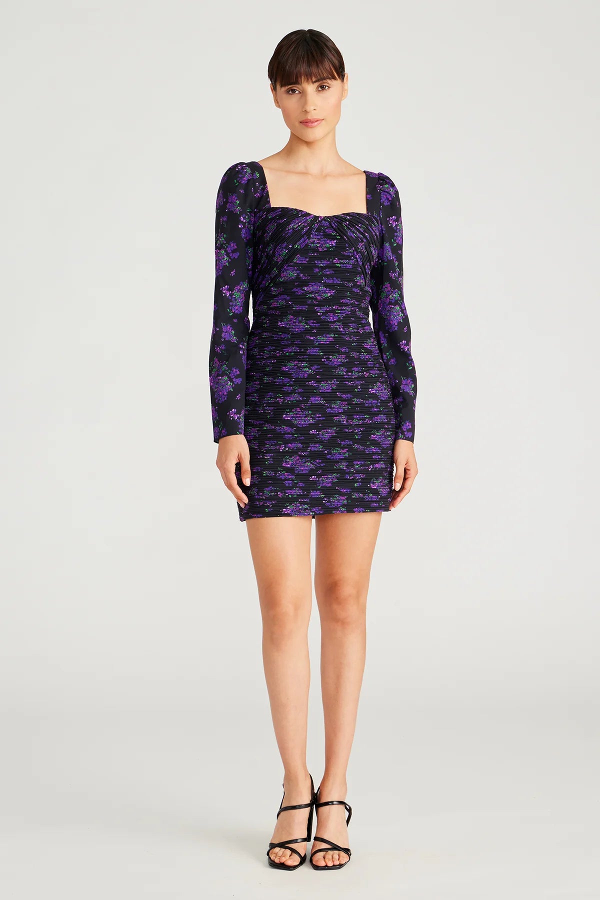 Amur Giulia Pleated Floral Mini Dress - Hydrangea Berry Amur Giulia Pleated Floral Mini Dress - Hydrangea Berry
