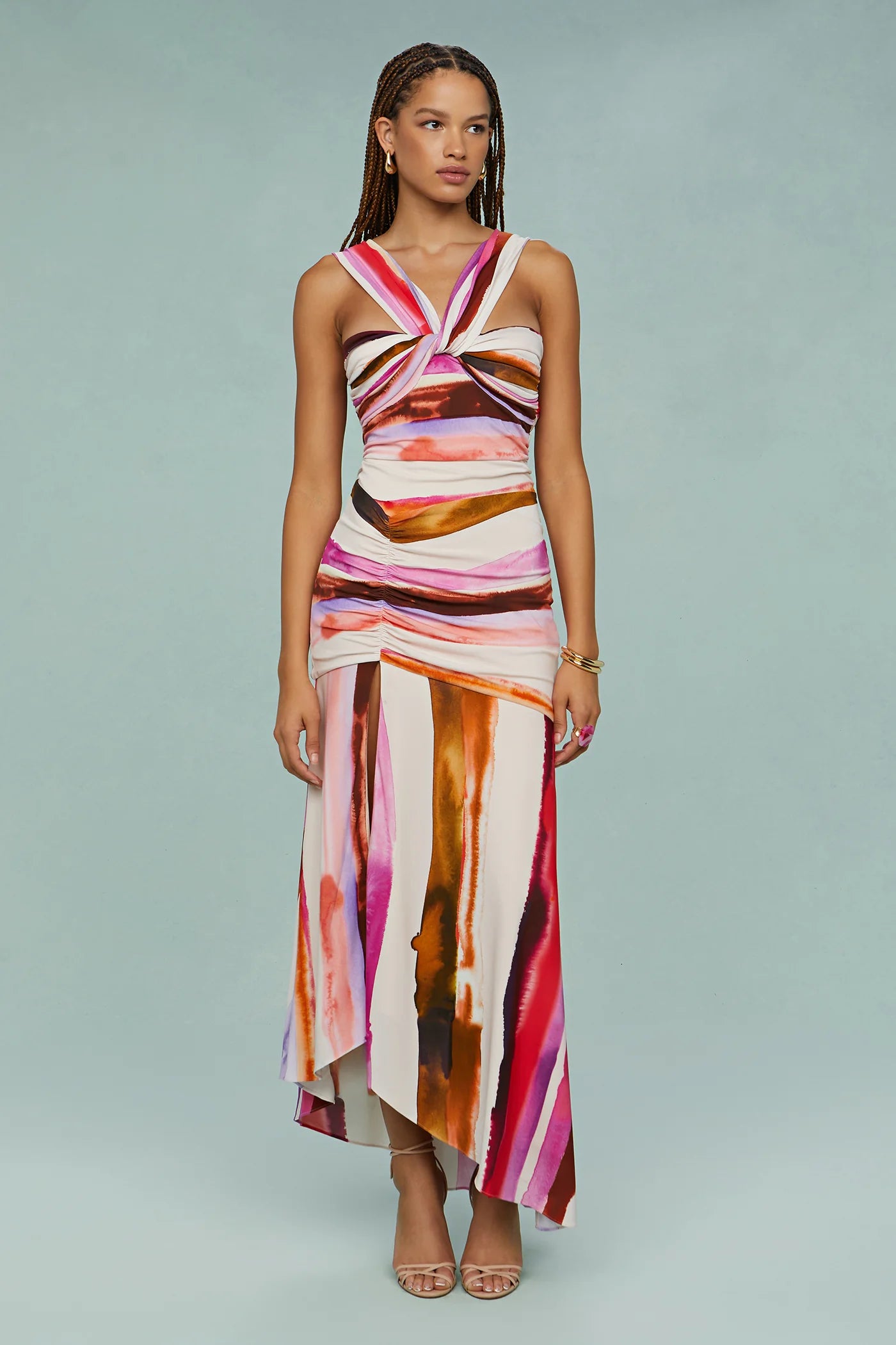 AMUR Casi Printed Jersey Midi Dress