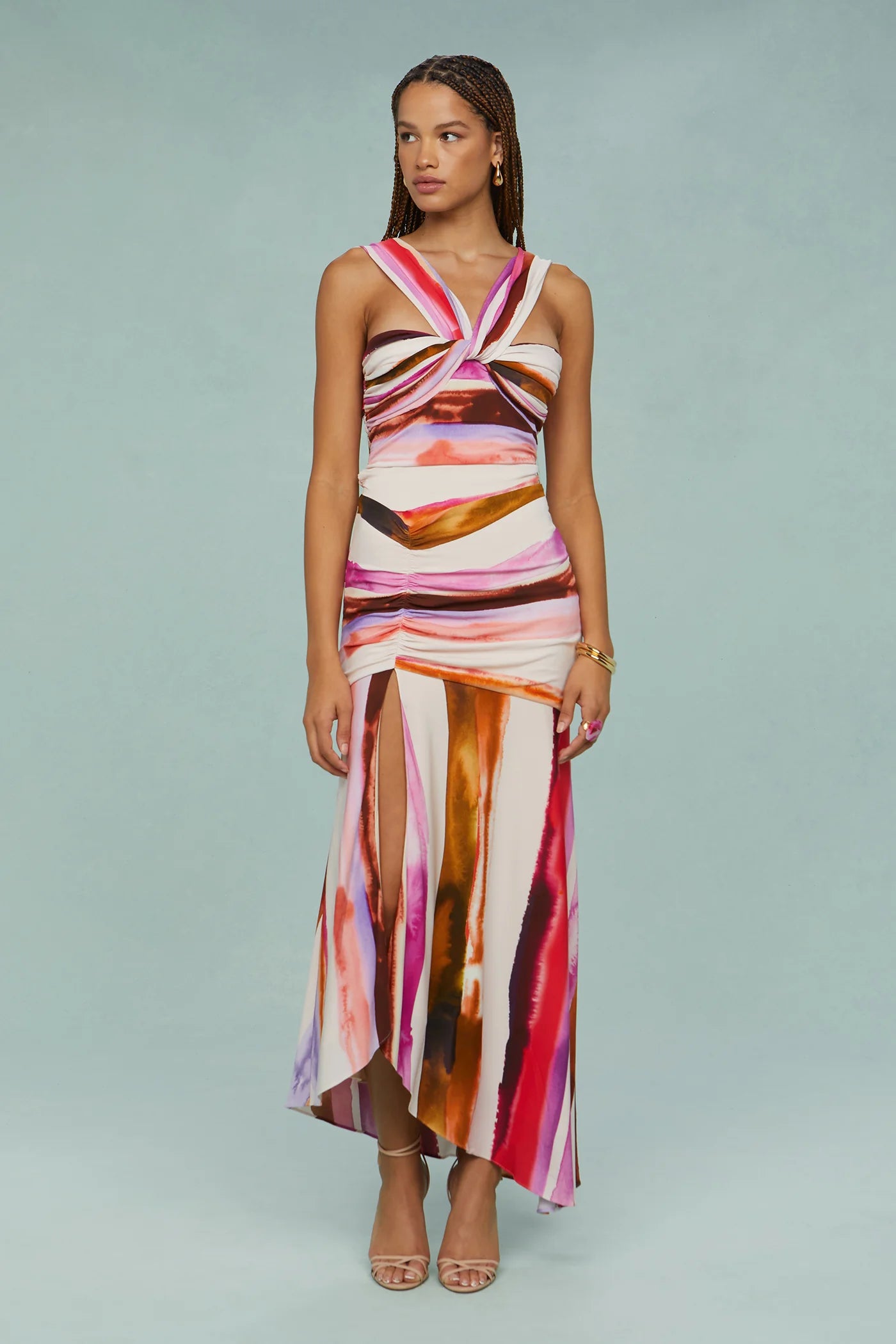 AMUR Casi Printed Jersey Midi Dress