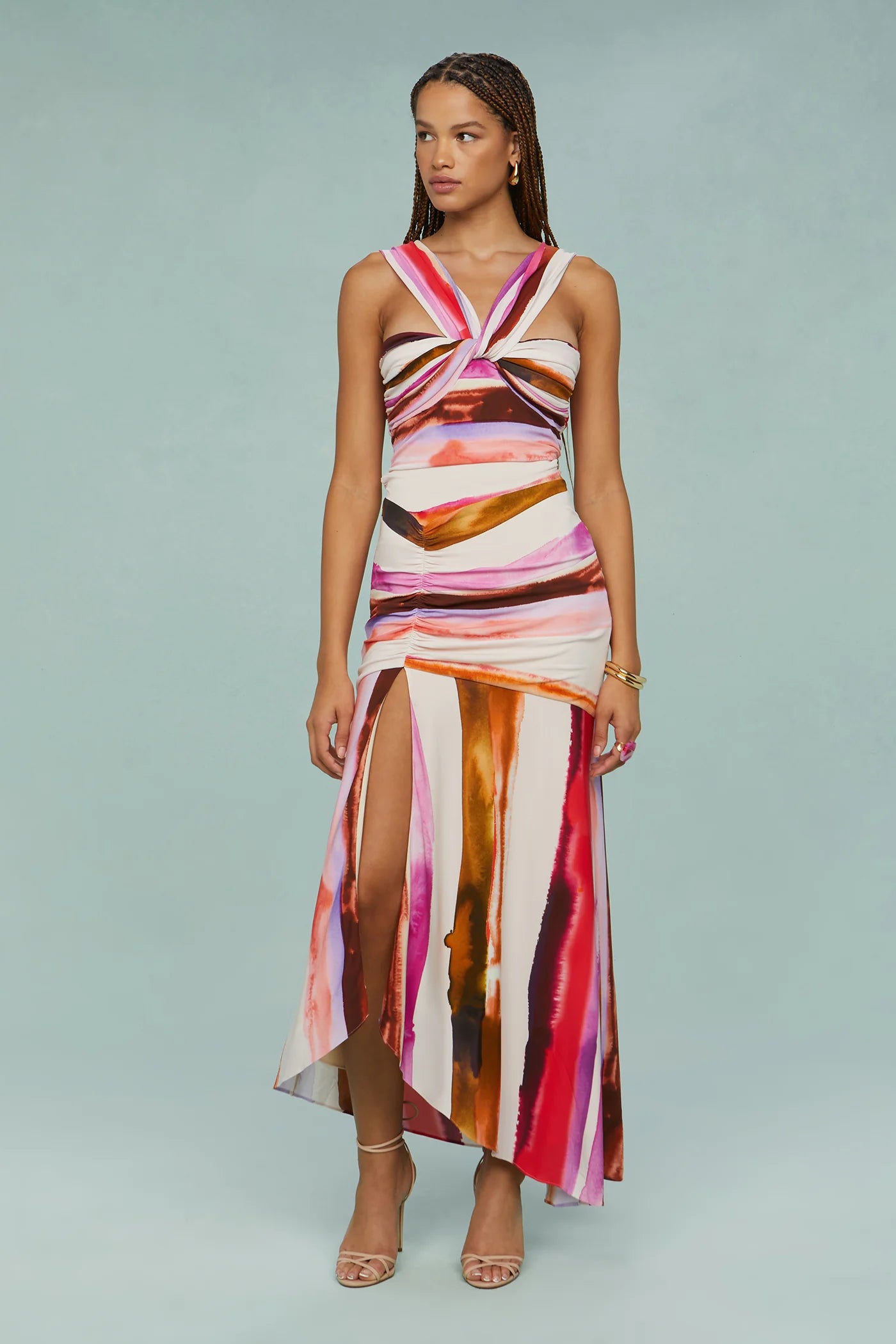 AMUR Casi Printed Jersey Midi Dress