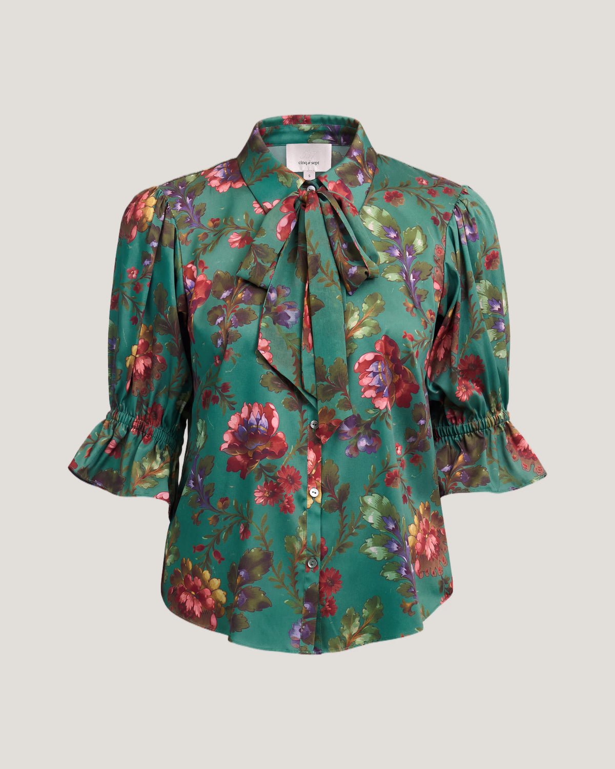 CINQ A SEPT Fresco Floral Bow Fiona Top