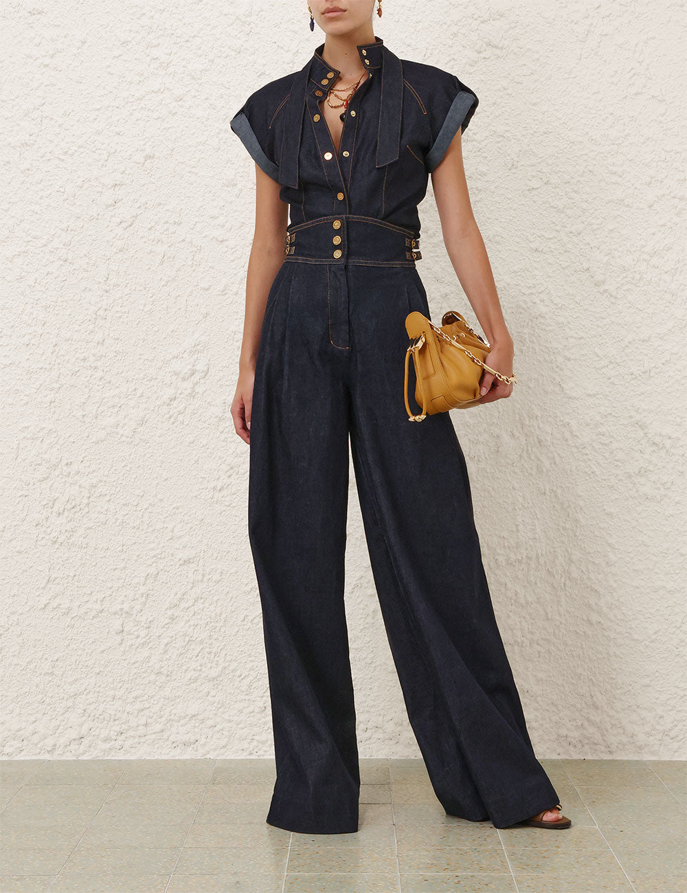 ZIMMERMANN Denim Tie Neck Shirt