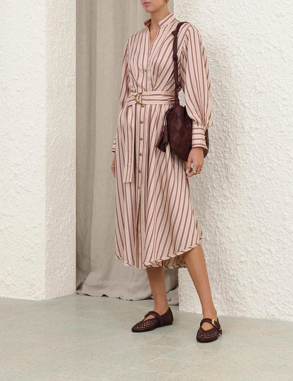 ZIMMERMANN Valiant Tuck Shirt Dress | Cream Rose Stripe