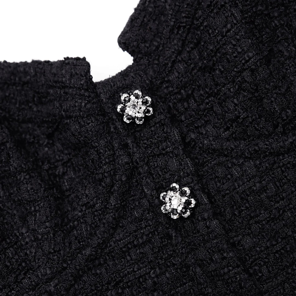 SELF-PORTRAIT Black Boucle Sweetheart Midi Dress