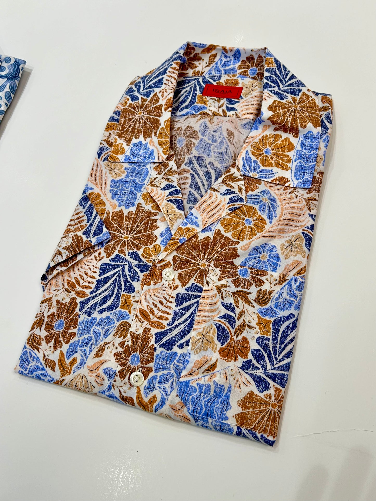 ISAIA Floral Camp Collar Linen Shirt