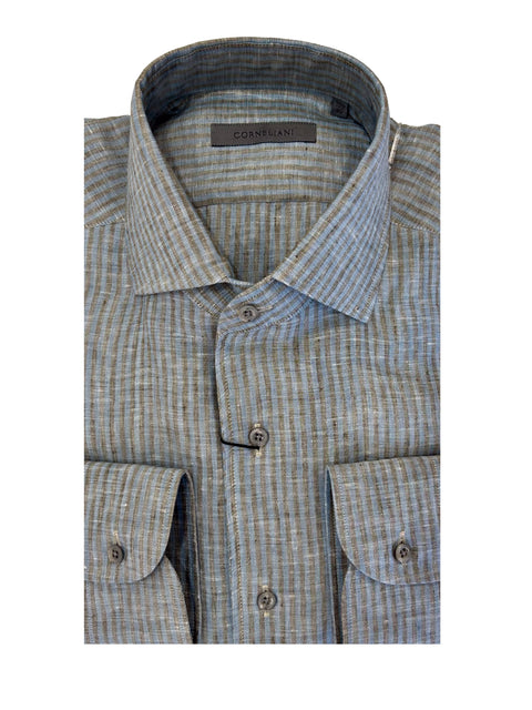 CORNELIANI Long Sleeve Linen Shirt