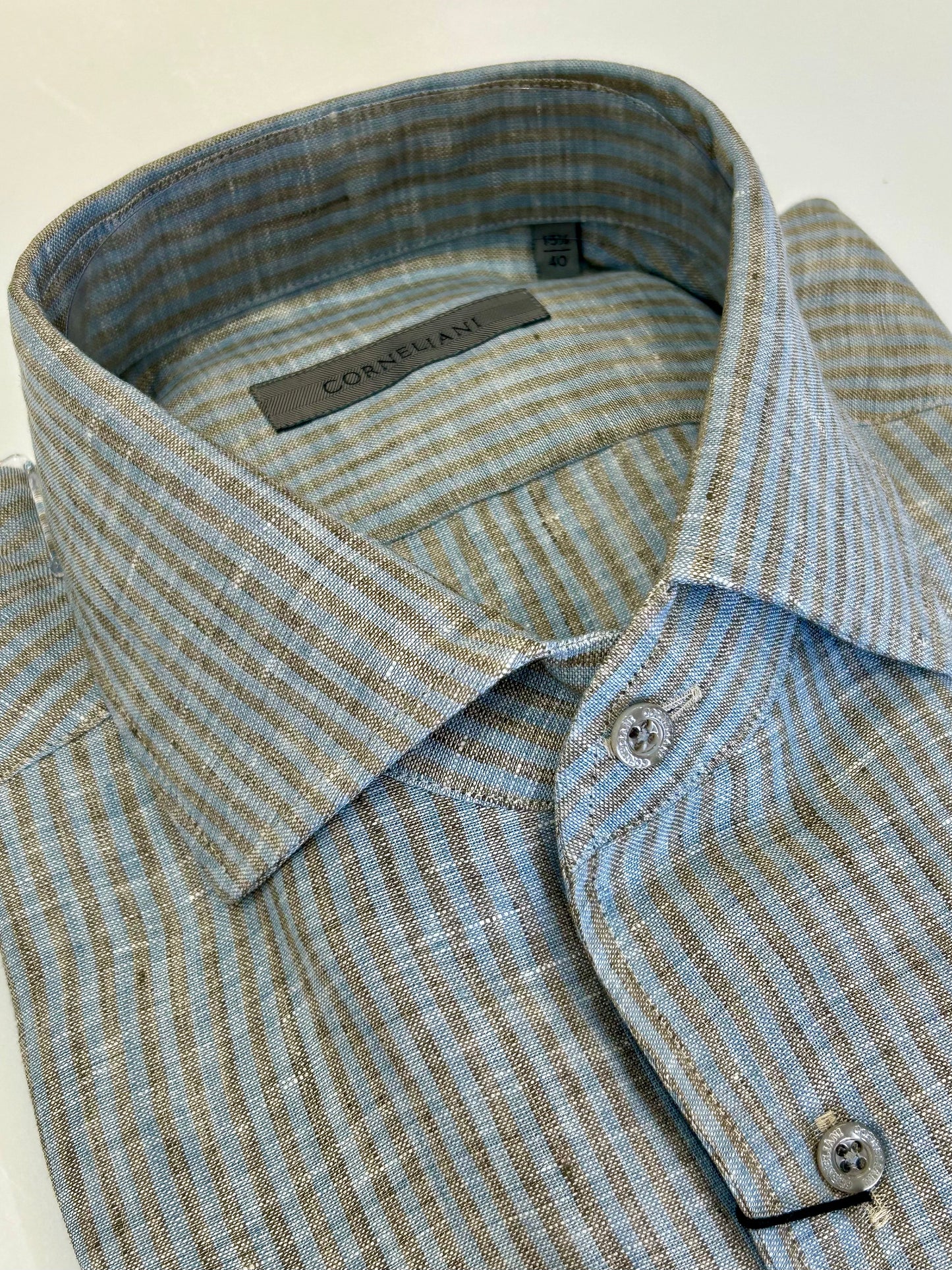 CORNELIANI Long Sleeve Linen Shirt
