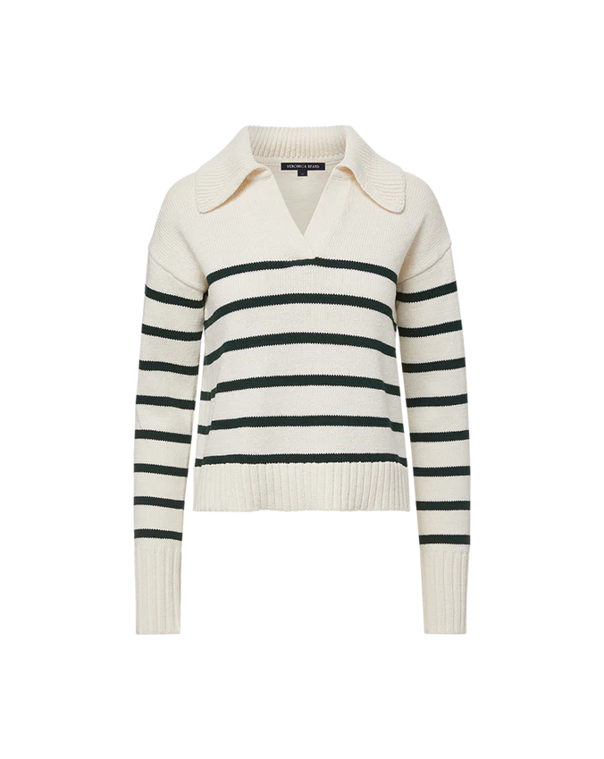 VERONICA BEARD Jovie Striped V Neck Sweater