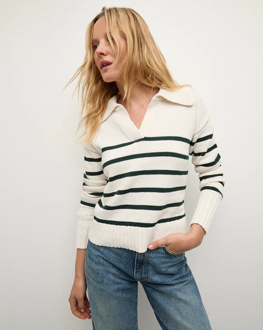 VERONICA BEARD Jovie Striped V Neck Sweater