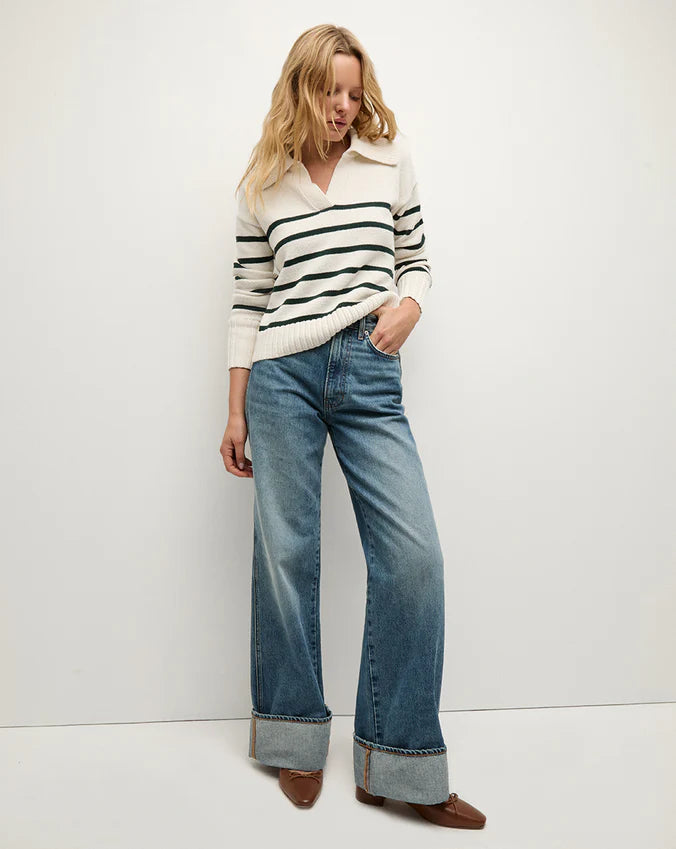 VERONICA BEARD Jovie Striped V Neck Sweater