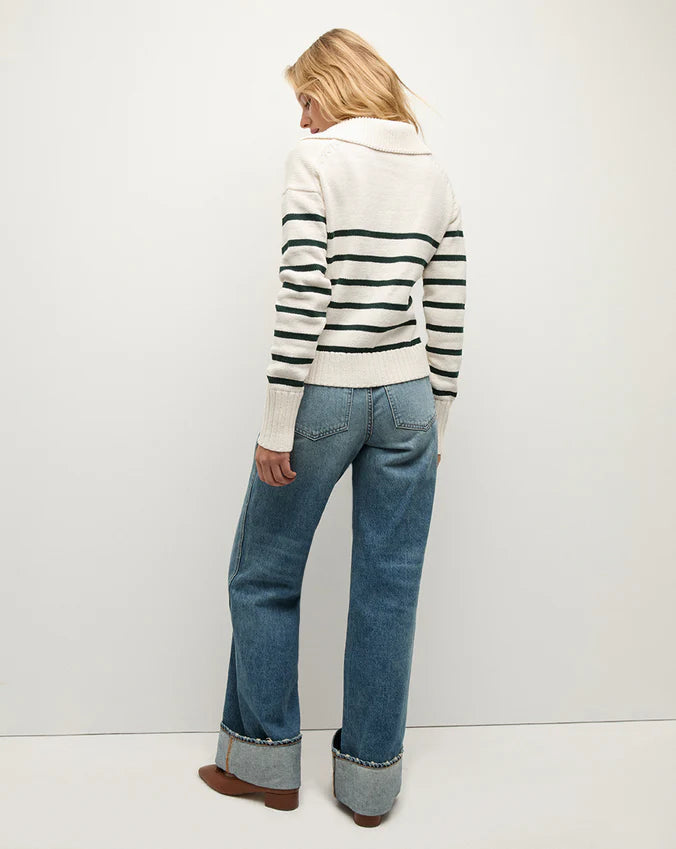 VERONICA BEARD Jovie Striped V Neck Sweater