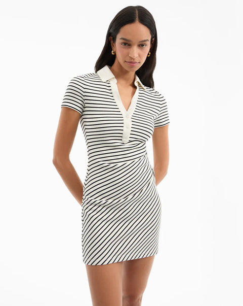 VERONICA BEARD Lanier Striped Polo Dress