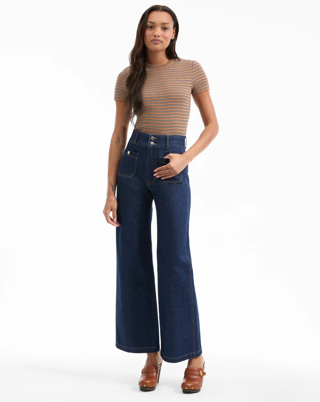 VERONICA BEARD Taylor Patch-Pocket Wide-Leg Jean