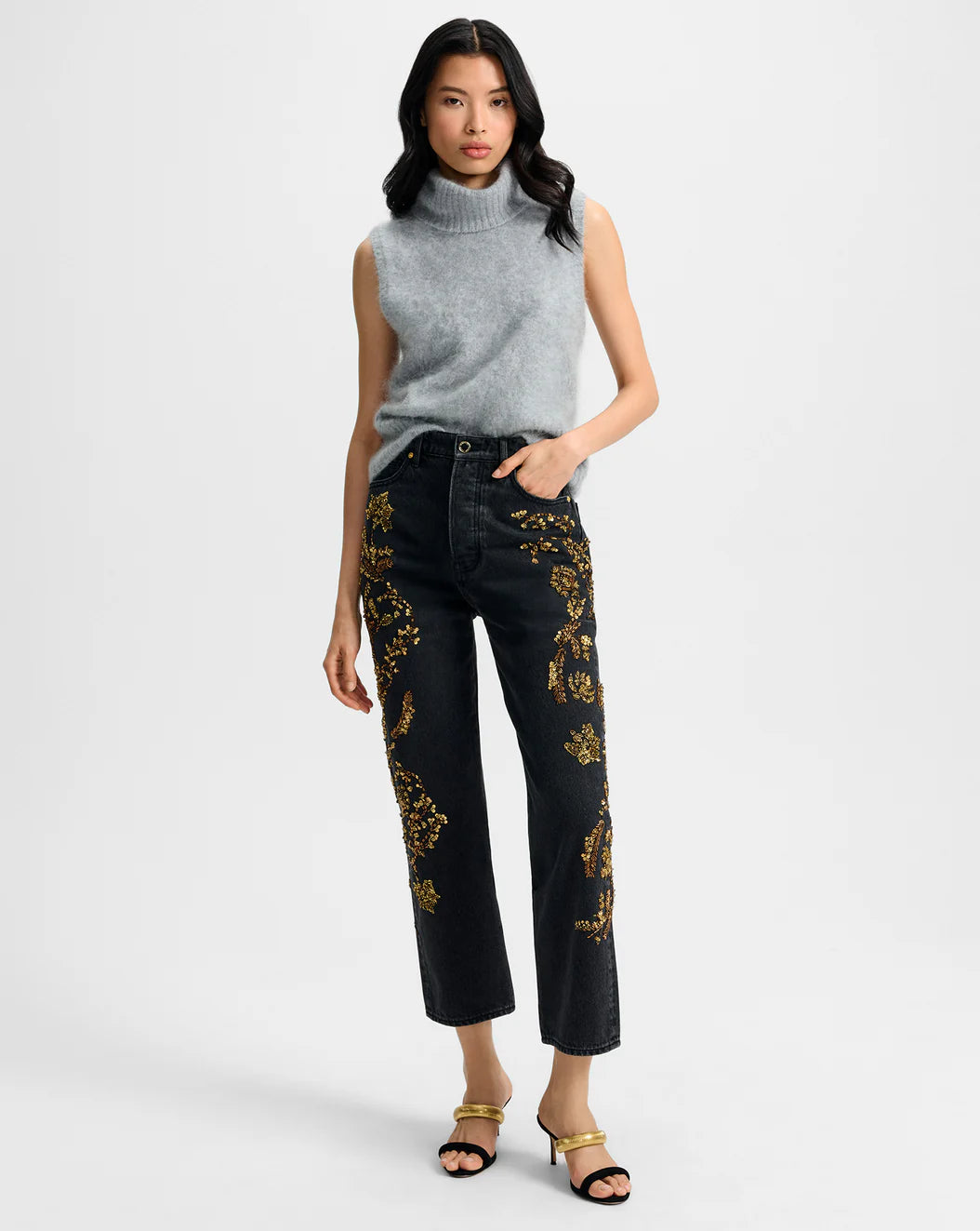 VERONICA BEARD Daniela Embellished Straight Leg Jean