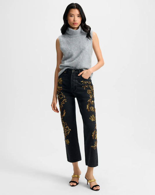 VERONICA BEARD Daniela Embellished Straight Leg Jean