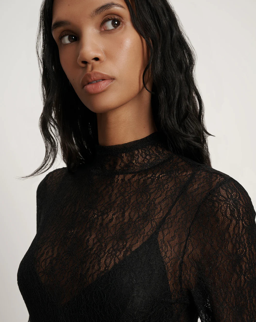 VERONICA BEARD Nate Lace Mock-Neck Top