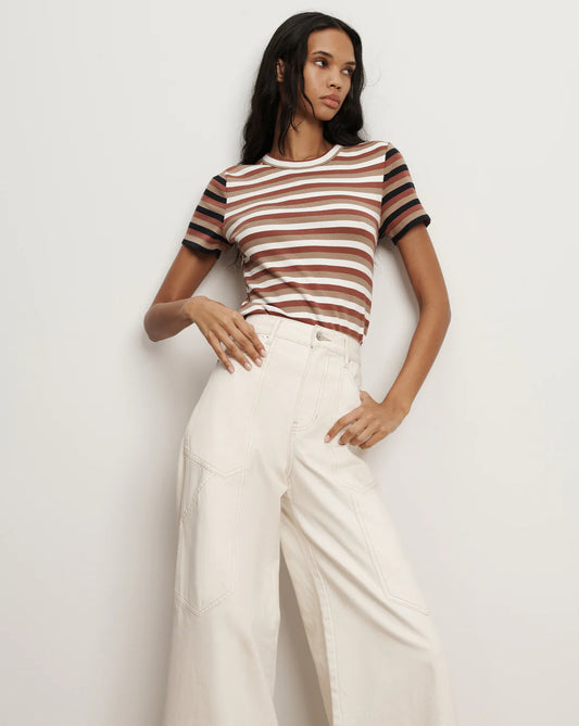 VERONICA BEARD Pruitt Striped Ribbed T-Shirt