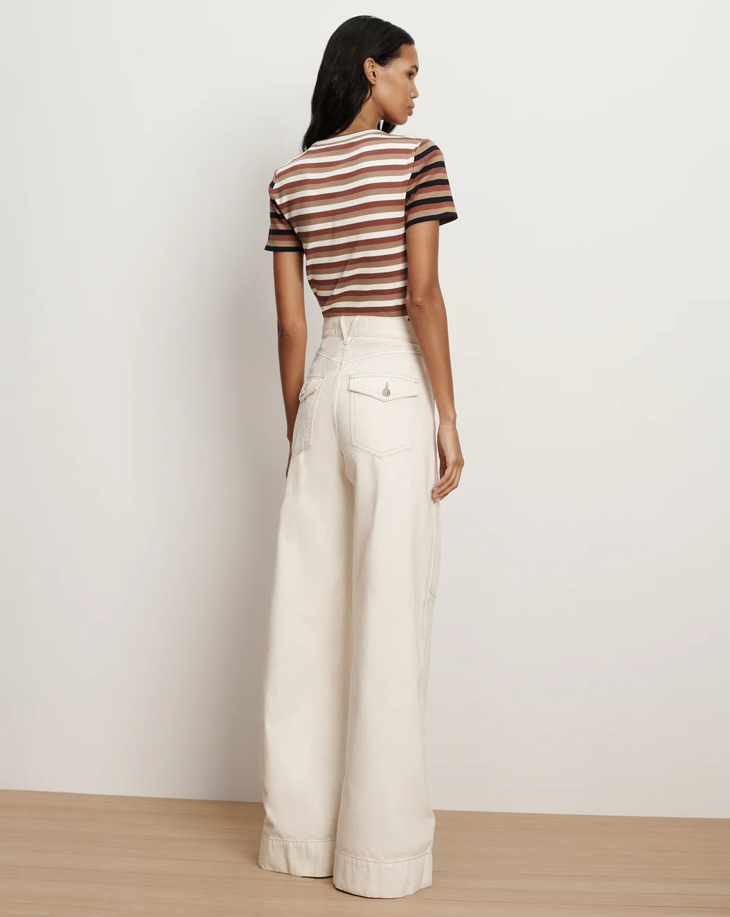 VERONICA BEARD Pruitt Striped Ribbed T-Shirt