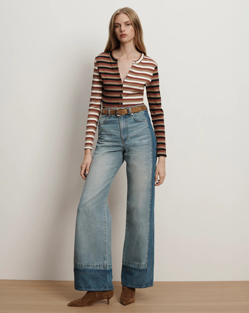 VERONICA BEARD Dilia Striped Button Down T-Shirt