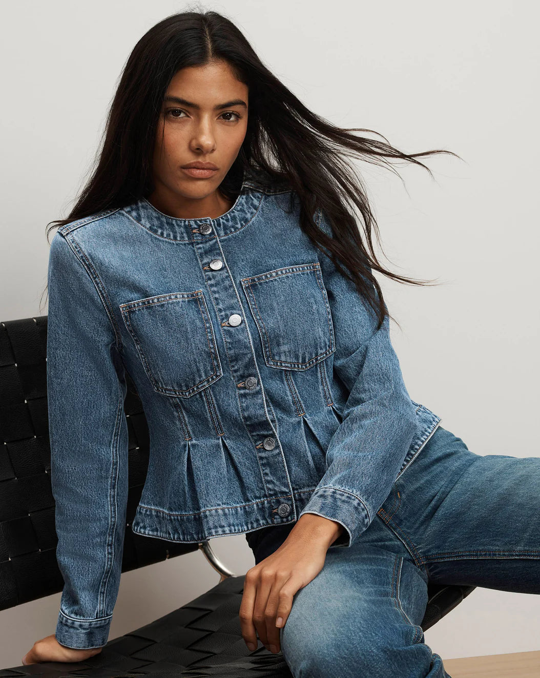 VERONICA BEARD Sahara Peplum Denim Jacket