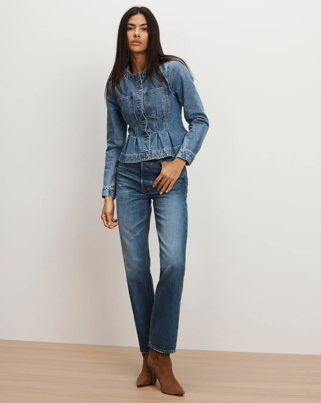 VERONICA BEARD Sahara Peplum Denim Jacket