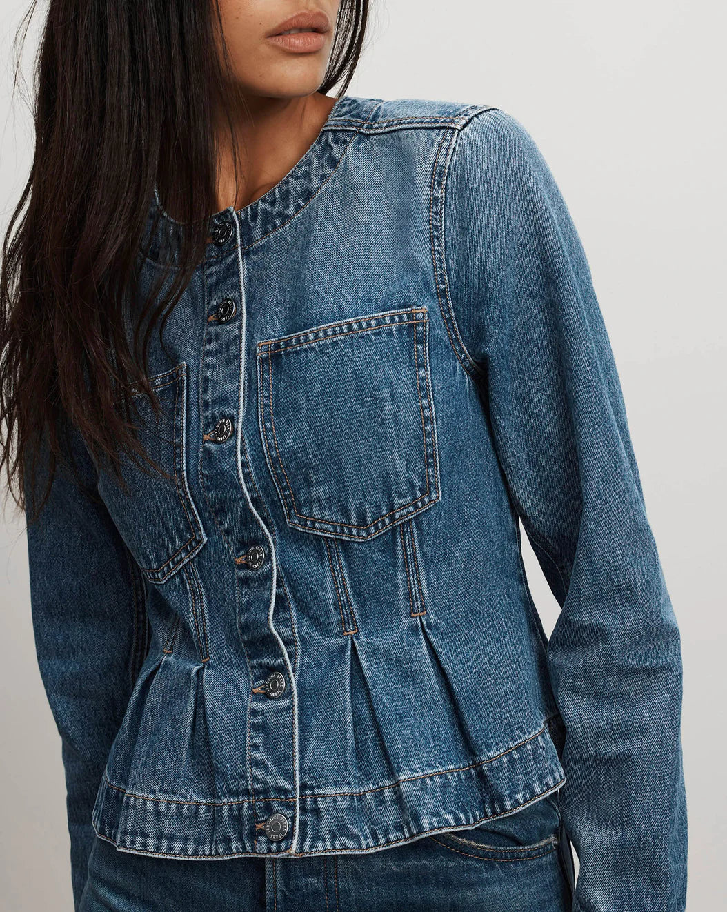 VERONICA BEARD Sahara Peplum Denim Jacket