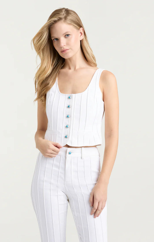 CINQ A SEPT Turquoise Embellished Rowena Vest