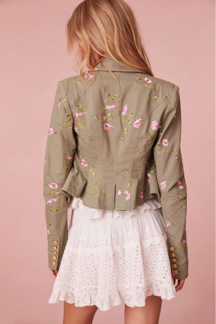 LOVE SHACK FANCY Dolisa Embroidered Military Jacket