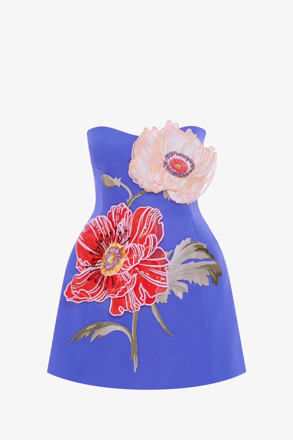 LEO LIN Rosario Applique Floral Bustier Mini Dress