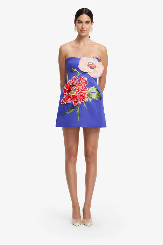 LEO LIN Rosario Applique Floral Bustier Mini Dress