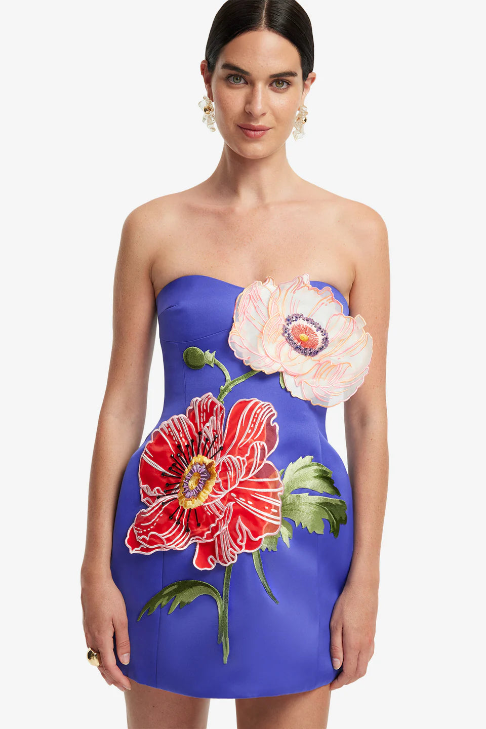 LEO LIN Rosario Applique Floral Bustier Mini Dress